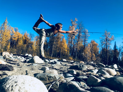 Fishing yoga in Alaska